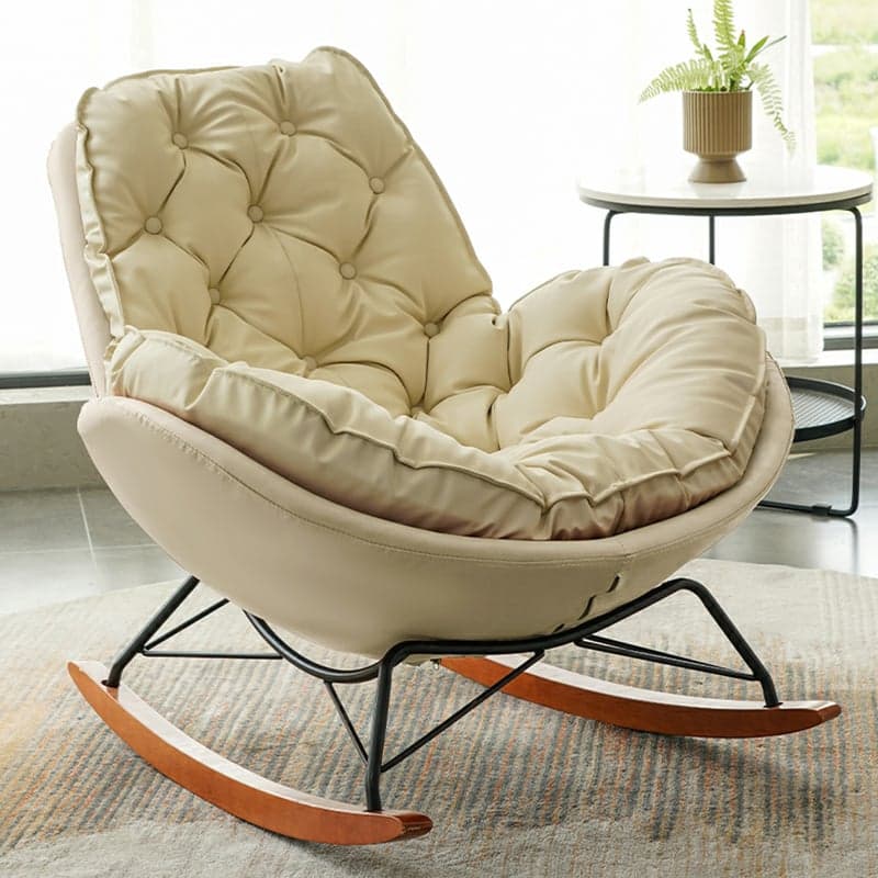 Ergonomic and Stationary Solid Wood Maternity Rocking Chair with Back and Flared Arm thumbnail 1