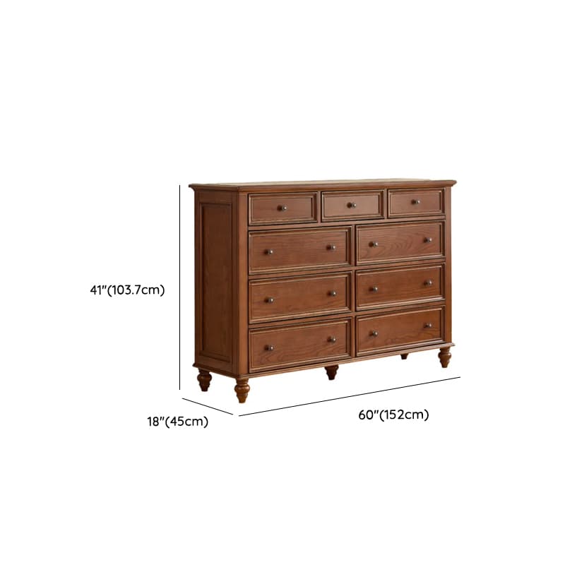 Cocoa Trendy Ash Wood Console Dresser/Semainier with 9/7/6 Drawers, Integrated Cable Management, Horizontal/Vertical thumbnail 18