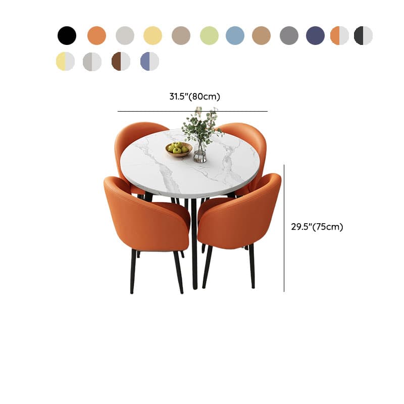 Circular Manufactured Wood Dining Table Set with Upholstered Back, Padded Chair, Arms, Seats 4 thumbnail 21