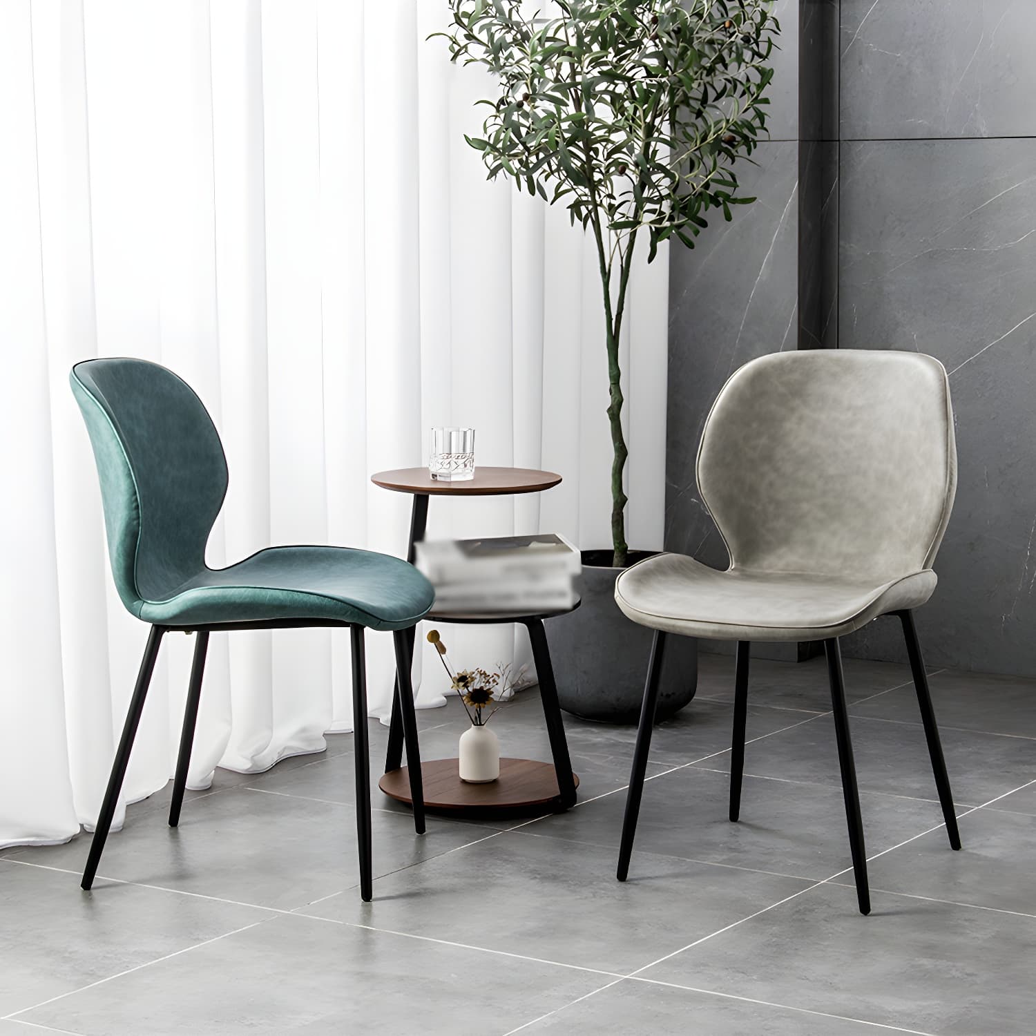 Scandinavian Leather Home Side Chair Matte Finish Wingback Dining Chair (Set of 2) thumbnail 20