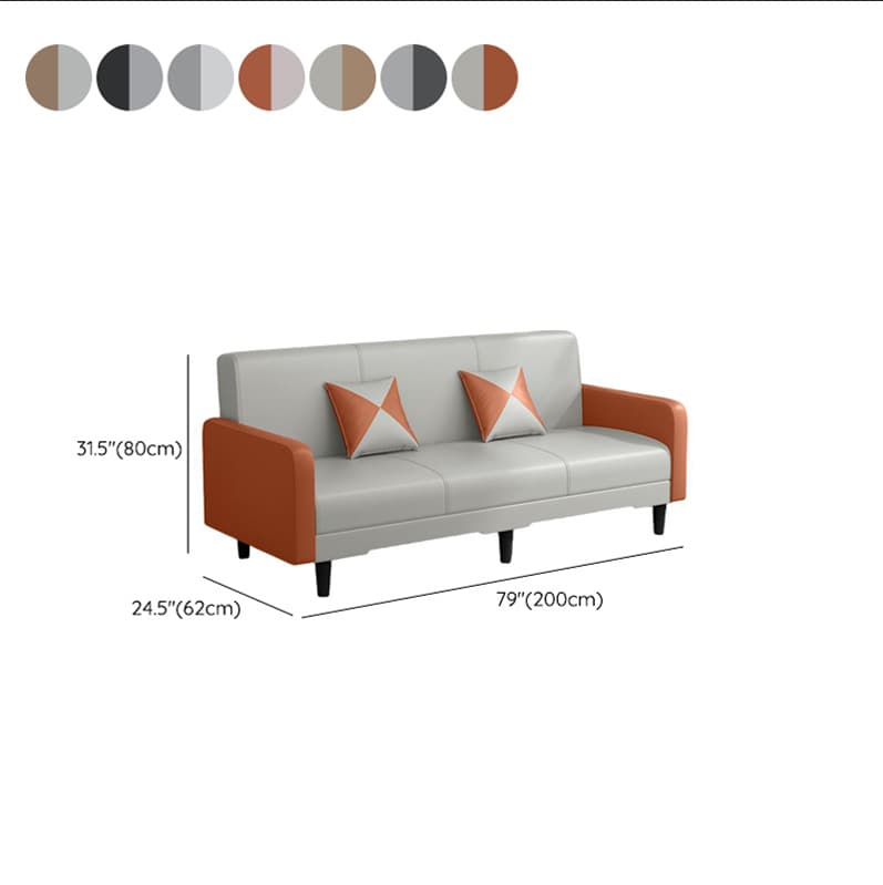 Convertible Sofa in Gray/Cerulean/Off-White with Armrest and 3 Pillows thumbnail 29