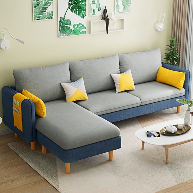 Modern Simple Style L-Shape Natural Wood Reversible Corner Sectional for Living Space thumbnail 3