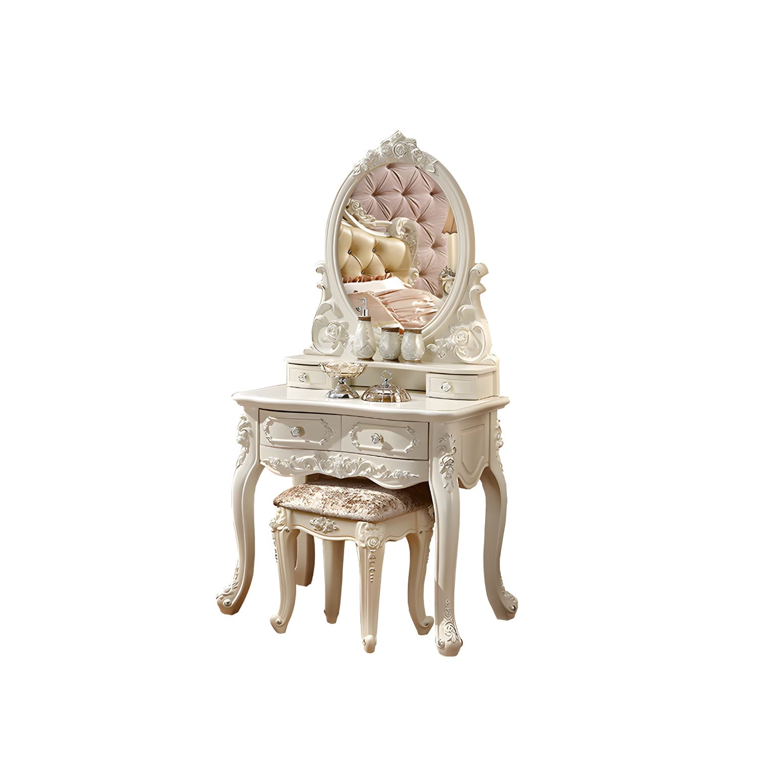 Victorian Makeup Vanity Desk Wood Makeup Vanity Set with Drawer thumbnail 8