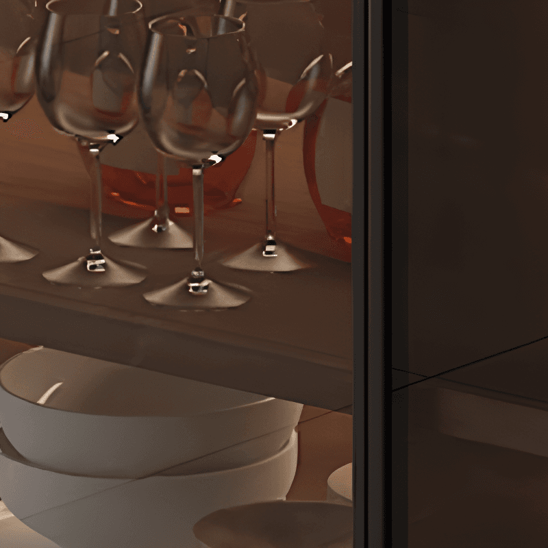 Trendy Sideboard with Cupboard, Narrow/Standard Size, Three Internal Shelves, Composite Wood Countertop, and Glass-panel Door thumbnail 8