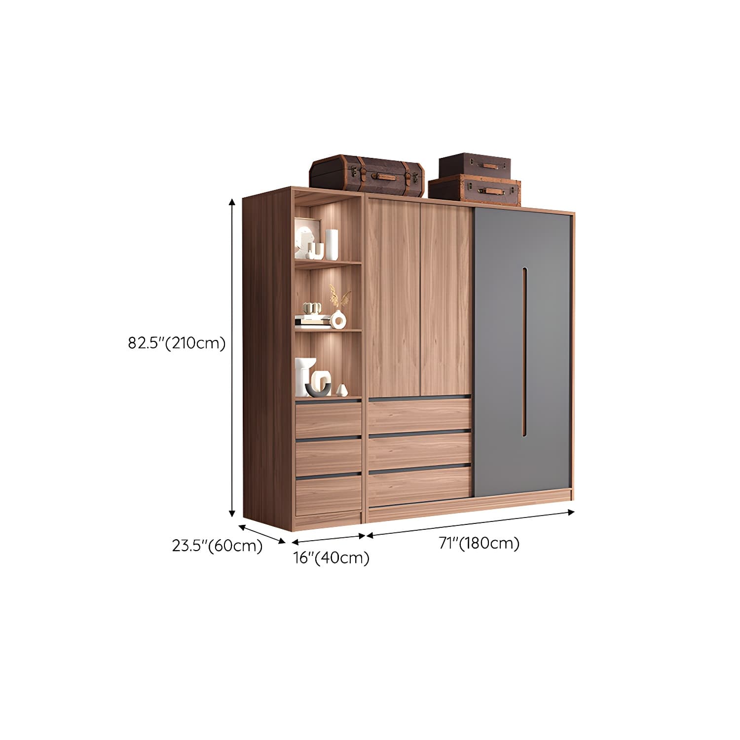 Contemporary Sliding Door Storage Cabinet Bedroom Cabinet with Drawers thumbnail 21