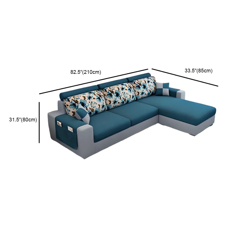 L-Shape Corner Sectional in Lavender/Olive Green/Beige with Left Hand Facing/Right Orientation thumbnail 21