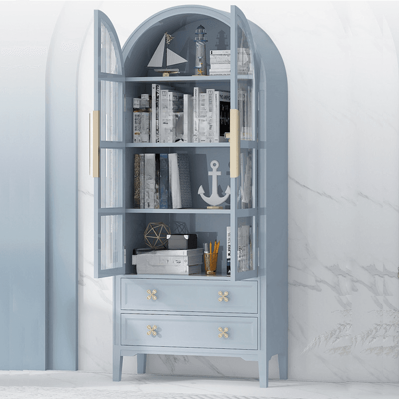 Self-supporting Grey /Azure/Peony Natural Wood Accent Cabinet with Squared Leg Drawing Room thumbnail 3