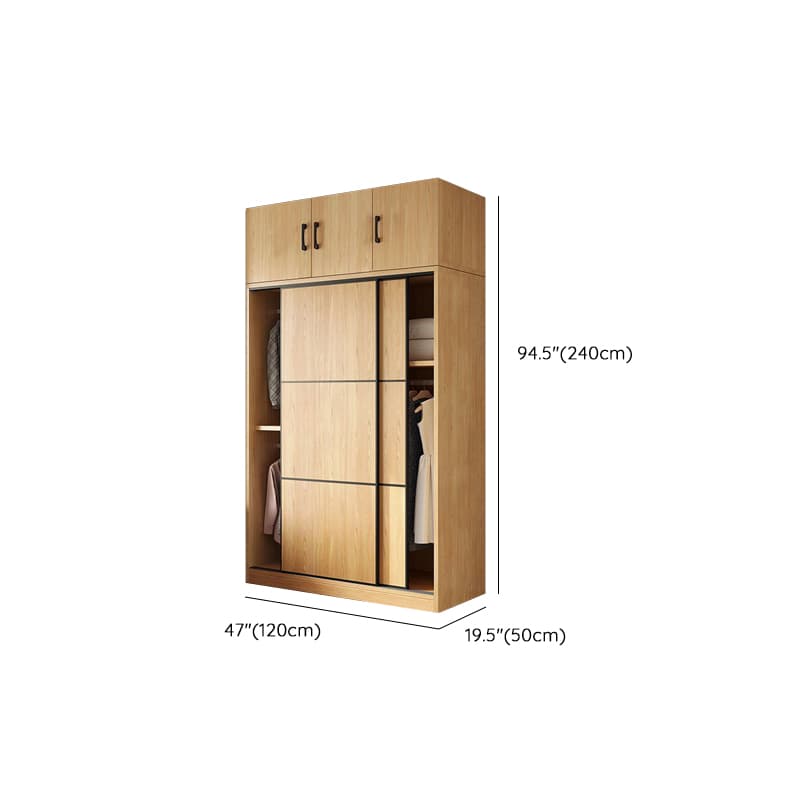 Natural Finish Modern Timber Self-supporting Wardrobe with Soft Close Drawer, Soft Close Door, and Clothing Rod thumbnail 12