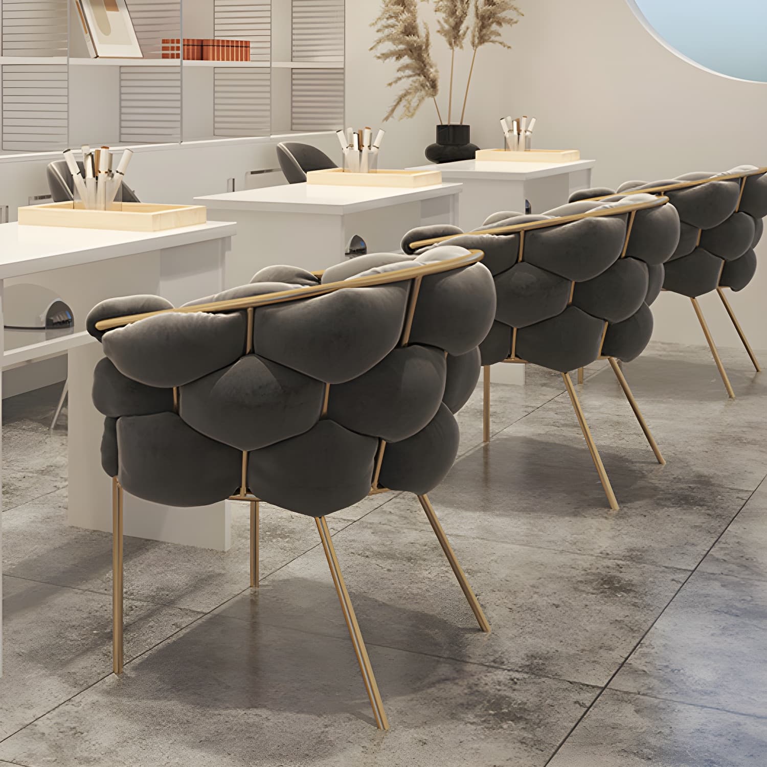 Glam Style Upholstered Gold Base Dining Arm Chair for Dining Room thumbnail 16