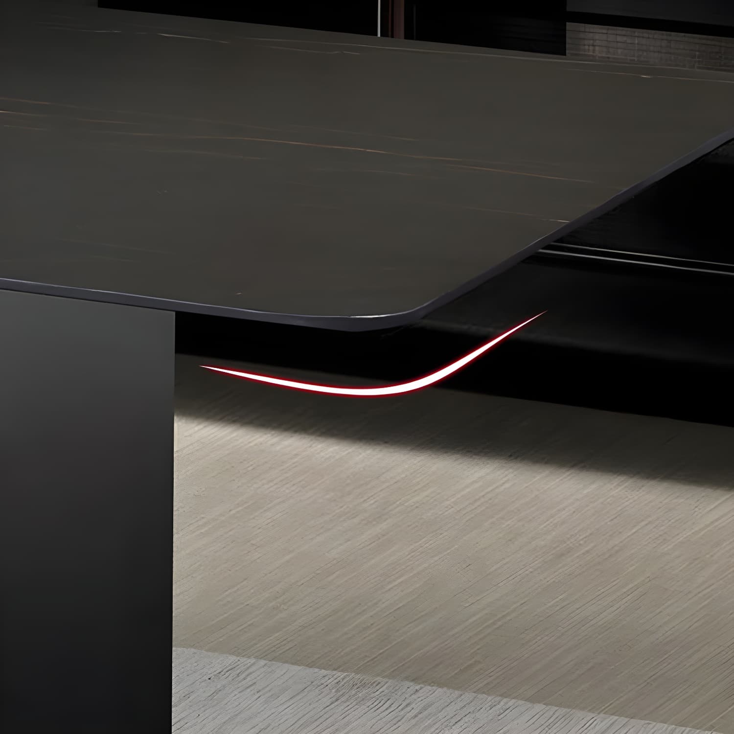 Rectangle Stone and Metal Dining table Modern Trestle Base Dining Table thumbnail 9