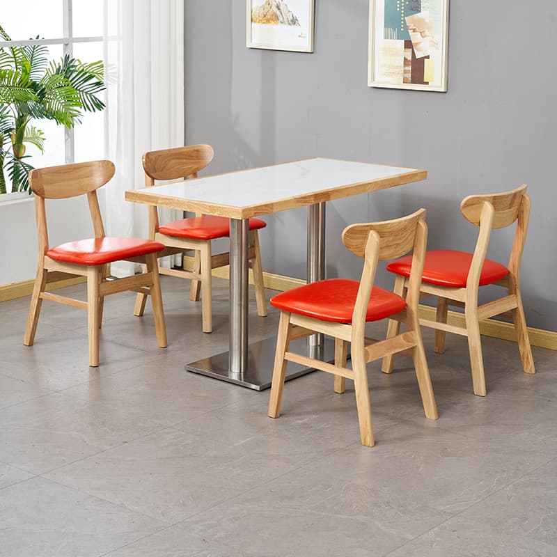 Dining Table Set with Slate Stone Top and Trestle Base, Seating Capacity for 4 People thumbnail 7