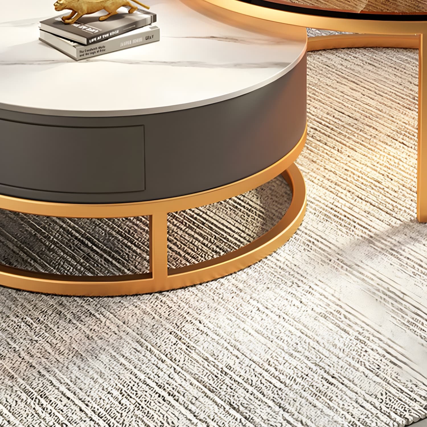Modern Glass Coffee Cocktail Table Round Nesting Coffee Table Set thumbnail 15