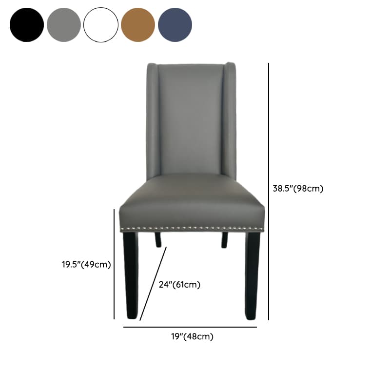 Flannel/Linen/PU Upholstered Stable Framed Armless Chair with Parsons Back and Nailhead Trim for Dinette in a Trendy Style thumbnail 20