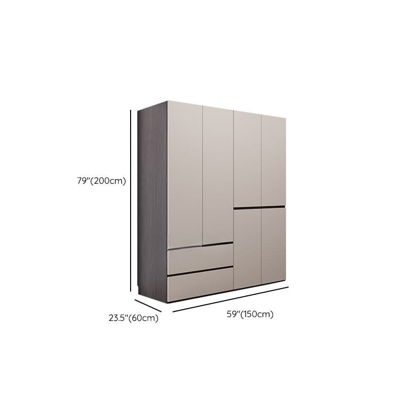 Light Gray Modish Manufactured Wood Independent Armoire Cabinet with 2 Drawers/4 Drawers, Interior Shelves, and Clothing Rod thumbnail 15
