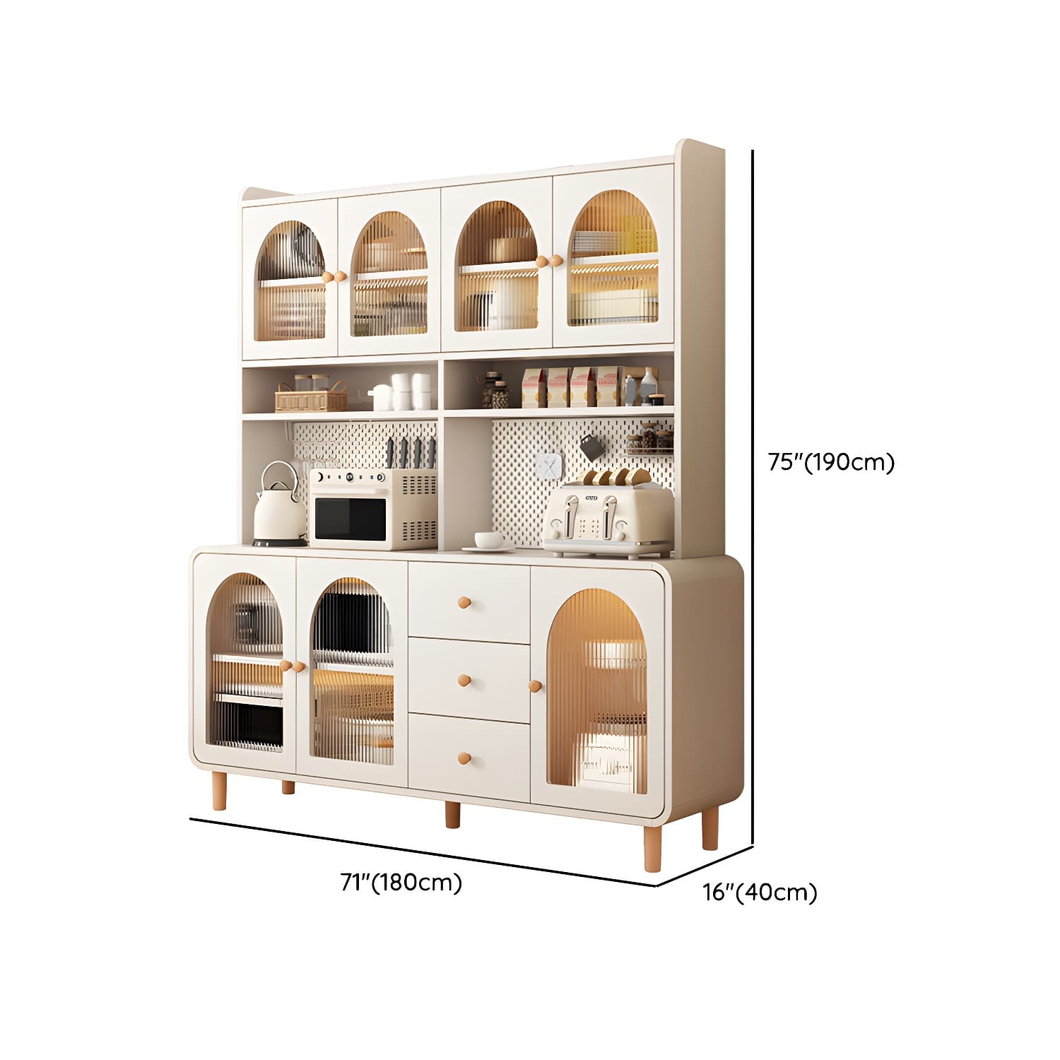 Scandinavian Wood Sideboard Cabinet with Adjustable Shelves and Glass Doors - 40cm Width thumbnail 19