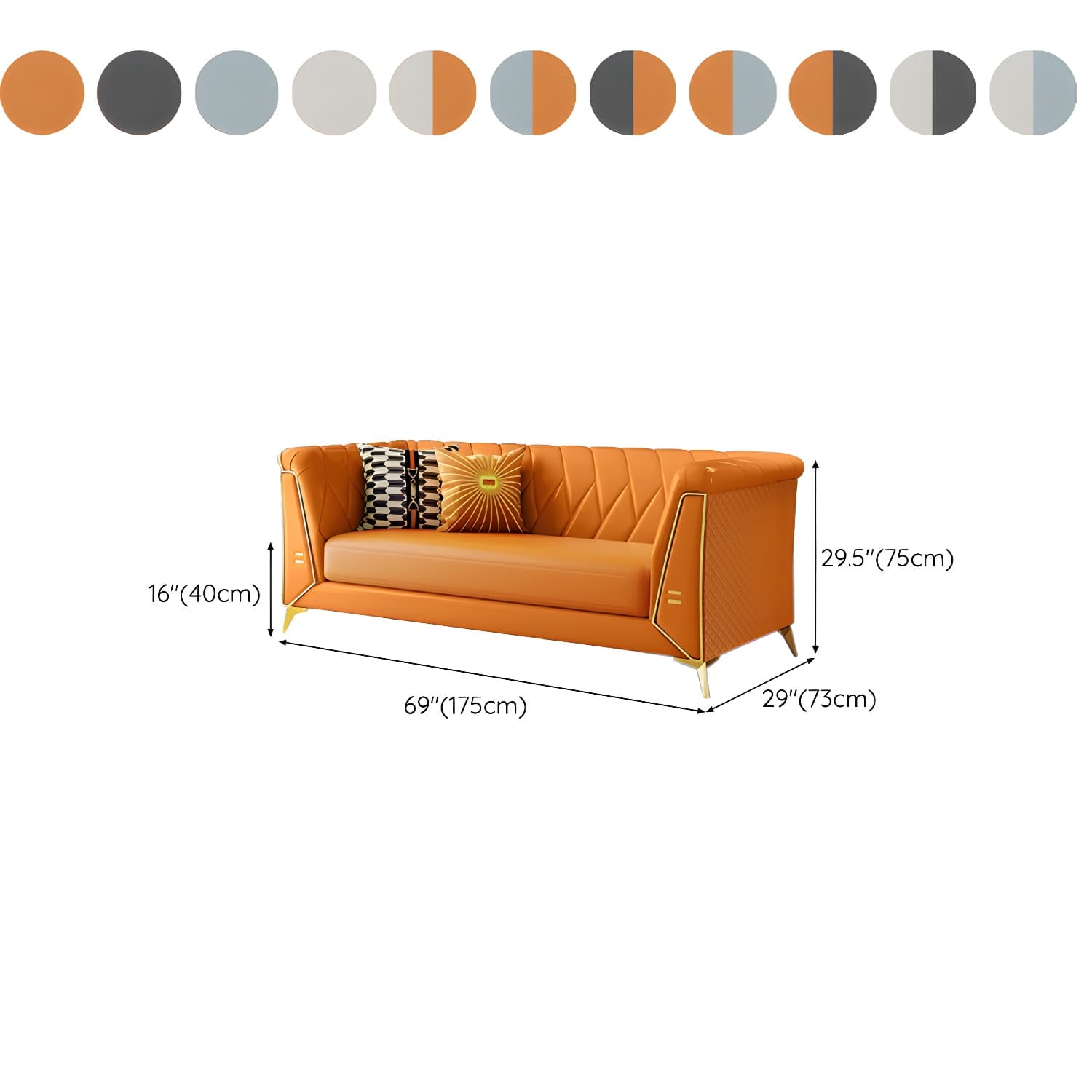 Glam Faux Leather Standard Sofa with Tuxedo Arms in Solid Color thumbnail 22
