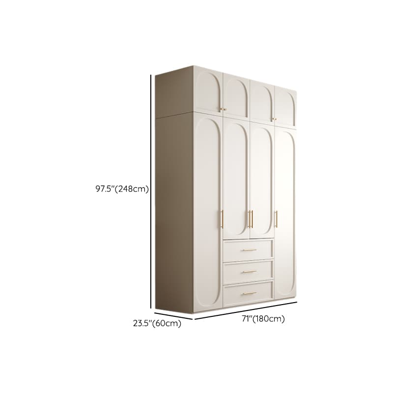 White Minimalist Manufactured Wood Wardrobe Closet with 3-Drawer, Soft Close Door, Interior Shelves, and Clothing Rod thumbnail 19