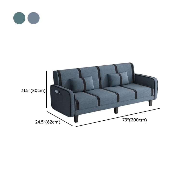 Trendy Solid Color Stain Resistant Standard Sofa/Loveseat in Dark Gray/Cerulean/Light Brown with Arm, Seats 3/2 People, and 2 Pillows thumbnail 28