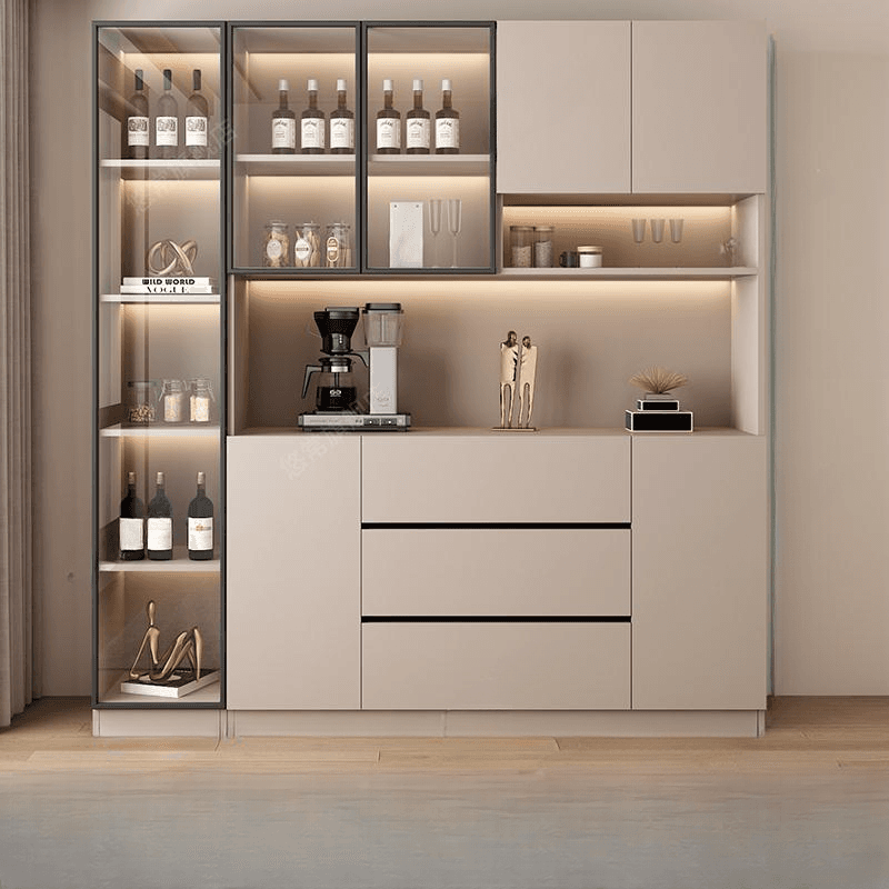 Wide/Standard/Narrow Modern Timber 3 Drawers 2 Shelves/3 Shelves/1 Shelf Glass Doors Pantry Hutch Sideboard thumbnail 1