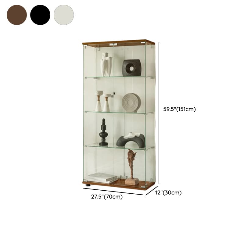 Modern Simple Style Rectangular/Nook Accent Cabinet with Closet, Lumber Countertop, Glazed Door in Midnight Black/Chalk/Sepia thumbnail 16
