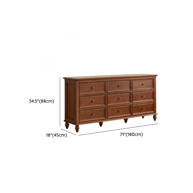 Cocoa Retro Ash Wood Double Dresser/Lingerie Chest/Bachelor Chest with 9/7/8 Drawers in Horizontal/Vertical Orientation thumbnail 13
