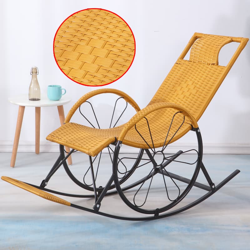 Ergonomic Wicker Front Porch Rocking Chairs with Rear Back, Stationary thumbnail 11