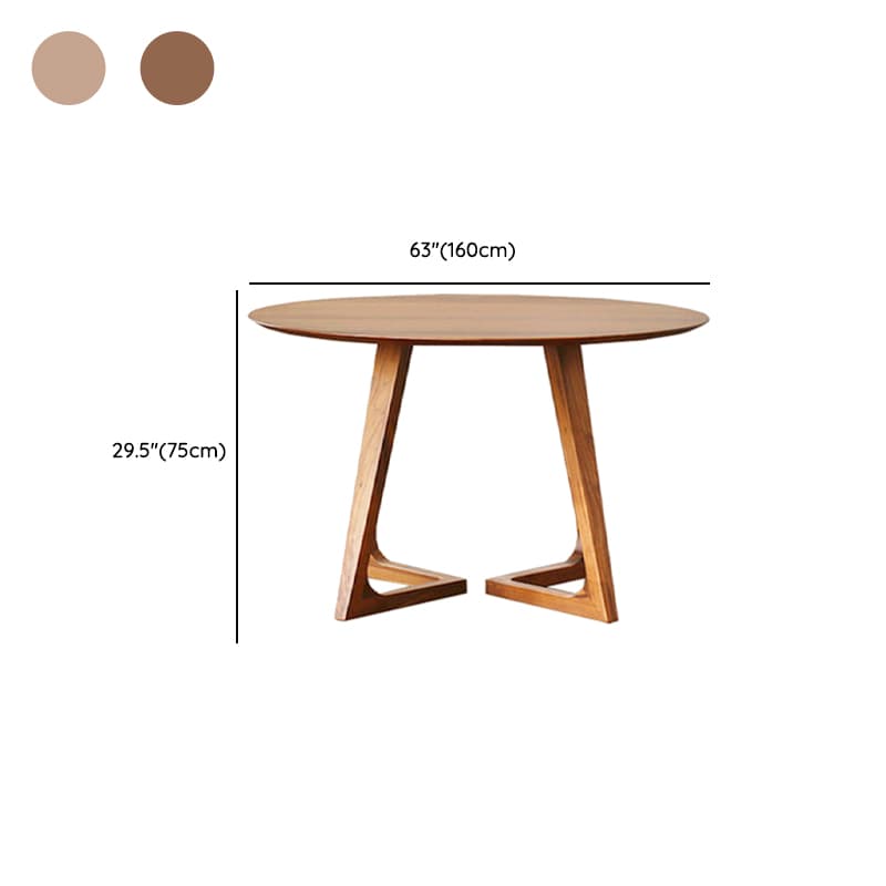 Minimalist Coffee Wood/Neutral Wood Tone Sleighing Dining Table Set with Round Solid Wood Table and Upholstered Chairs thumbnail 14