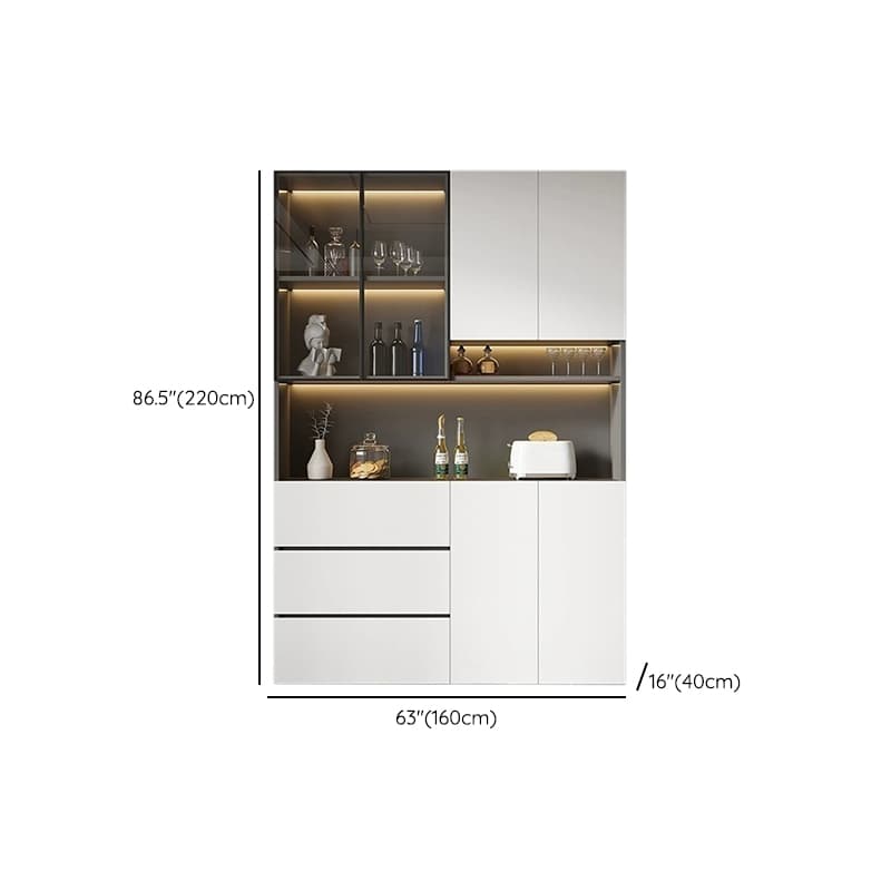 White Modern Buffet Cabinet with Cabinets and Shelves, Full Assembly Needed thumbnail 18