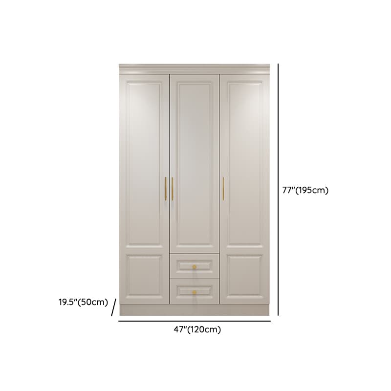 White Minimalist Lumber Wardrobe Closet with Soft Close Drawer, Soft Close Door, Interior Shelves, and Clothing Rod thumbnail 11