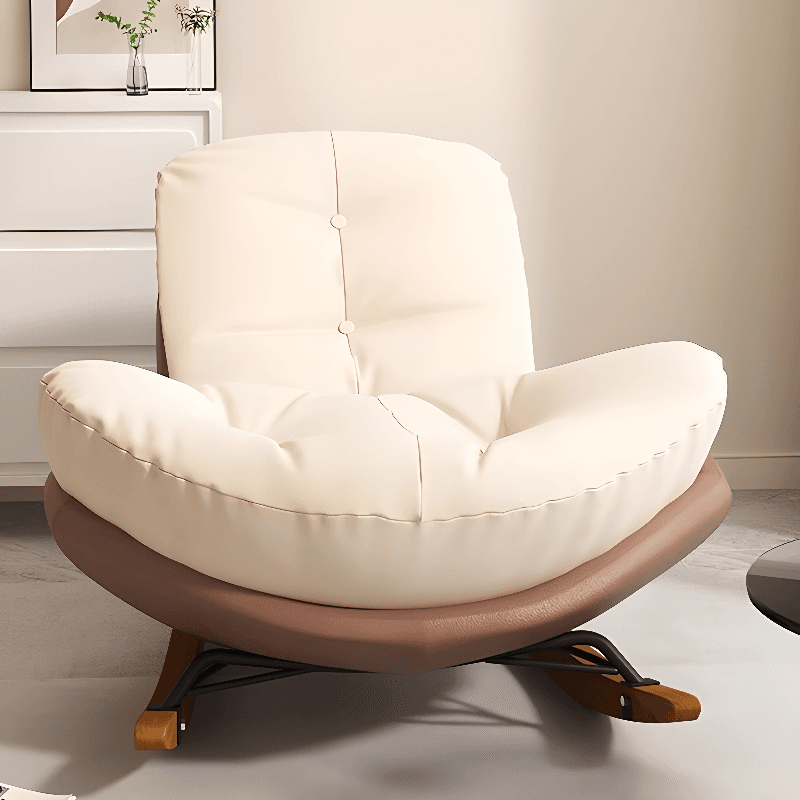 Stationary Upholstered Rocking Chair with Cushioned Rear in a Scandinavian Style, Footstool Included/Not Included thumbnail 6