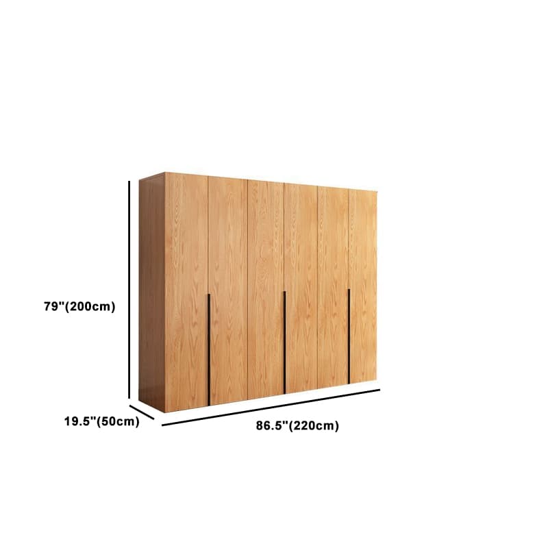 Natural Wood Freestanding Wardrobe Closet with Natural Doors thumbnail 17