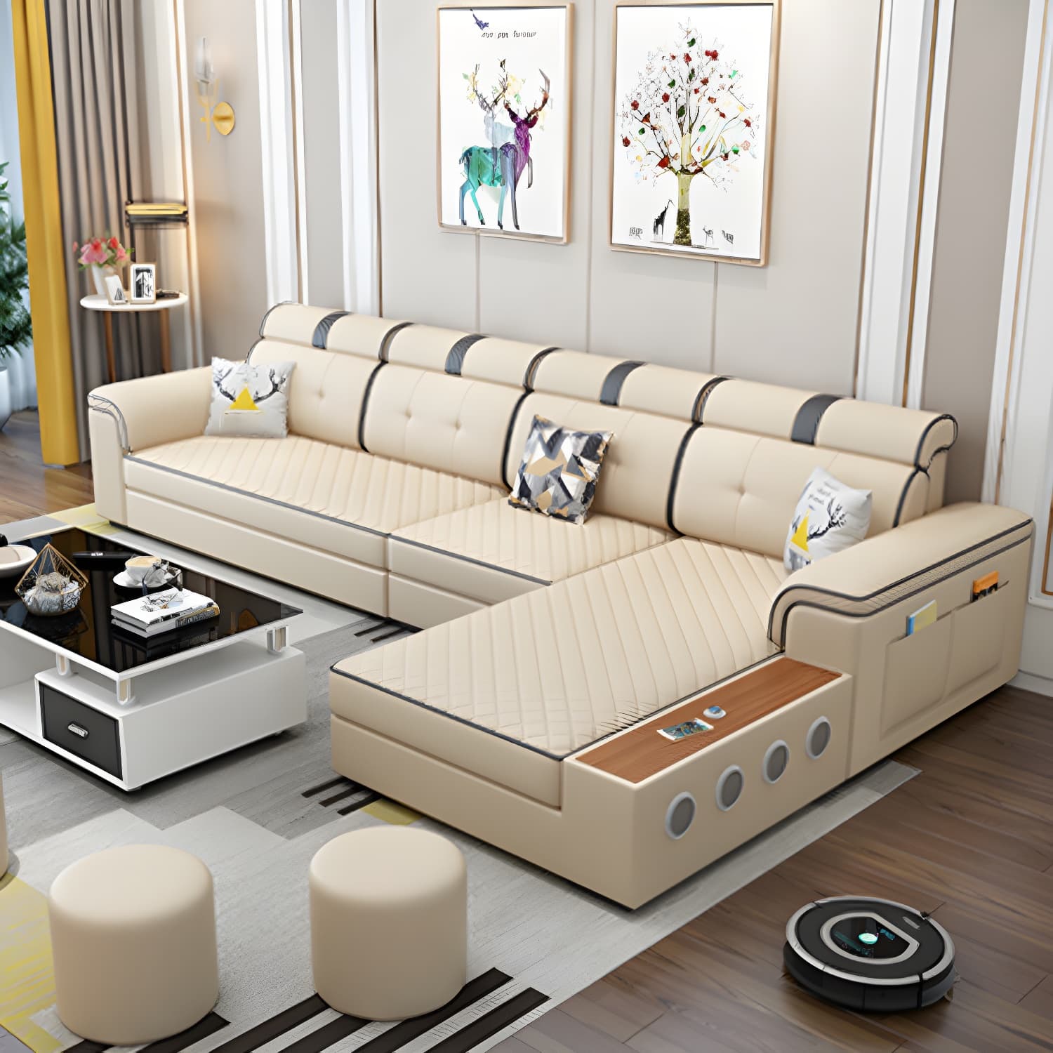Modern Faux Leather Sofa Stain-Resistant Pillow Top Arm Furniture Sectionals thumbnail 8