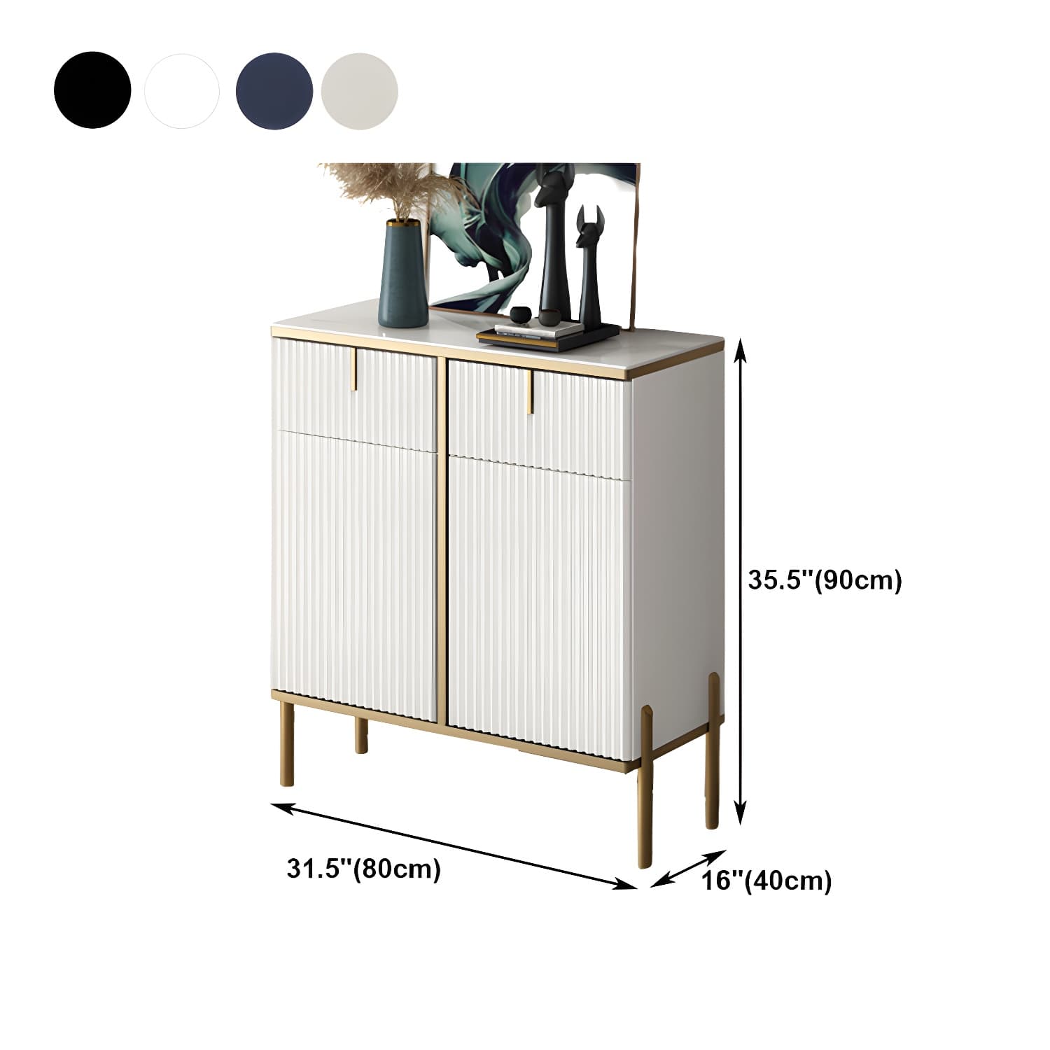Glam Style Buffet Sideboard Sintered Stone Top Server with Door and Drawer - image 15