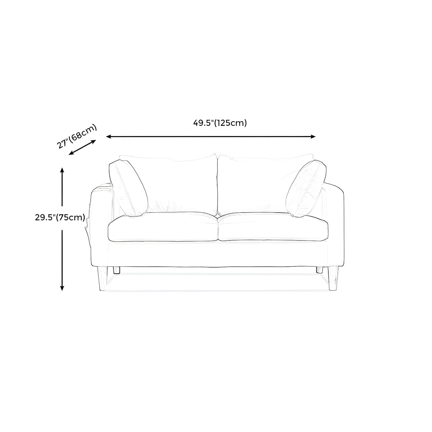 Contemporary Square Arm Couch Faux Leather Loveseat with Pillows thumbnail 26