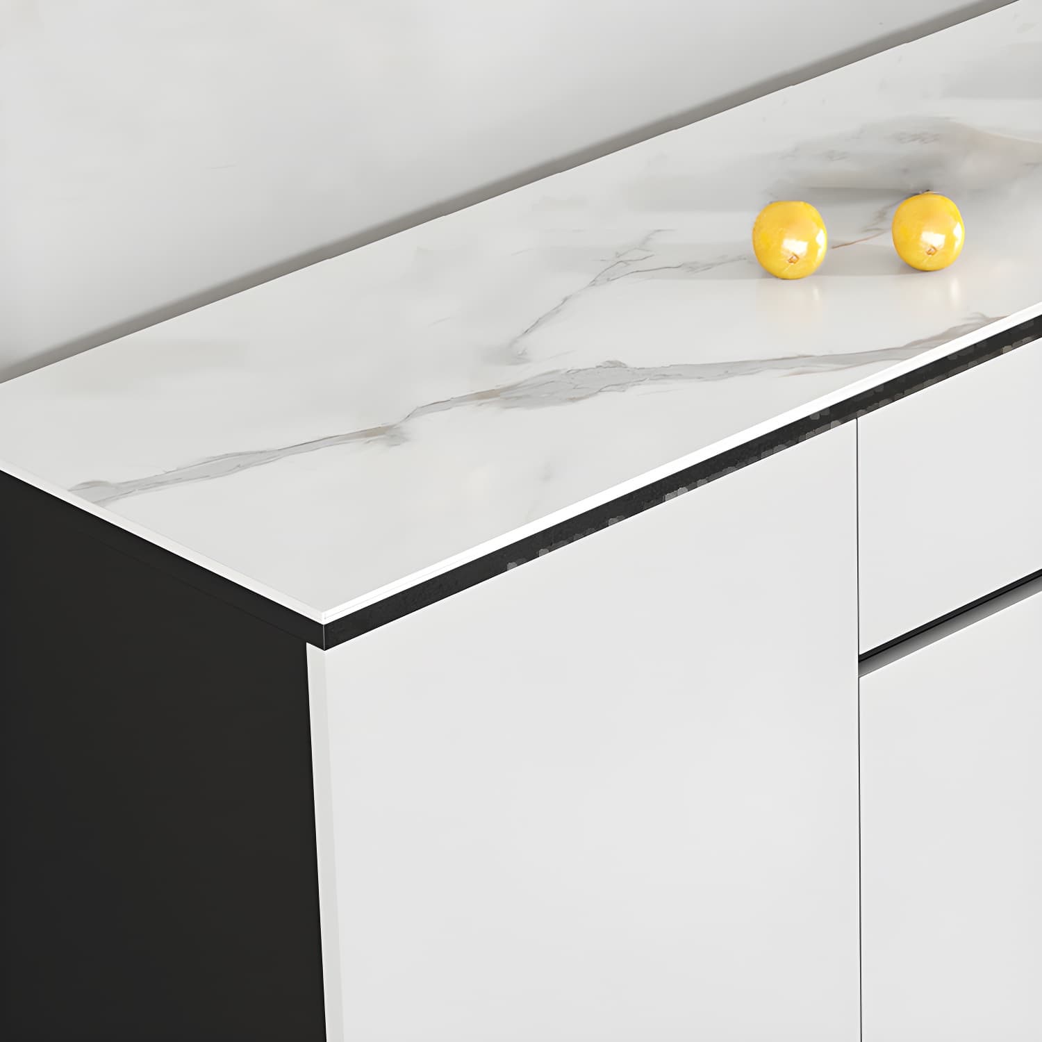 White Wood Buffet Sideboard with Drawers and Cabinet Included thumbnail 6