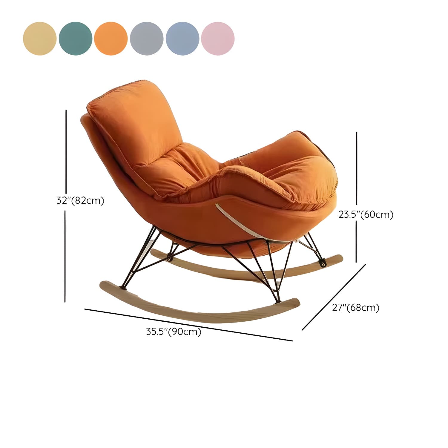 Contemporary Indoor Rocking Chair with Sled Legs and Spindle Back thumbnail 25