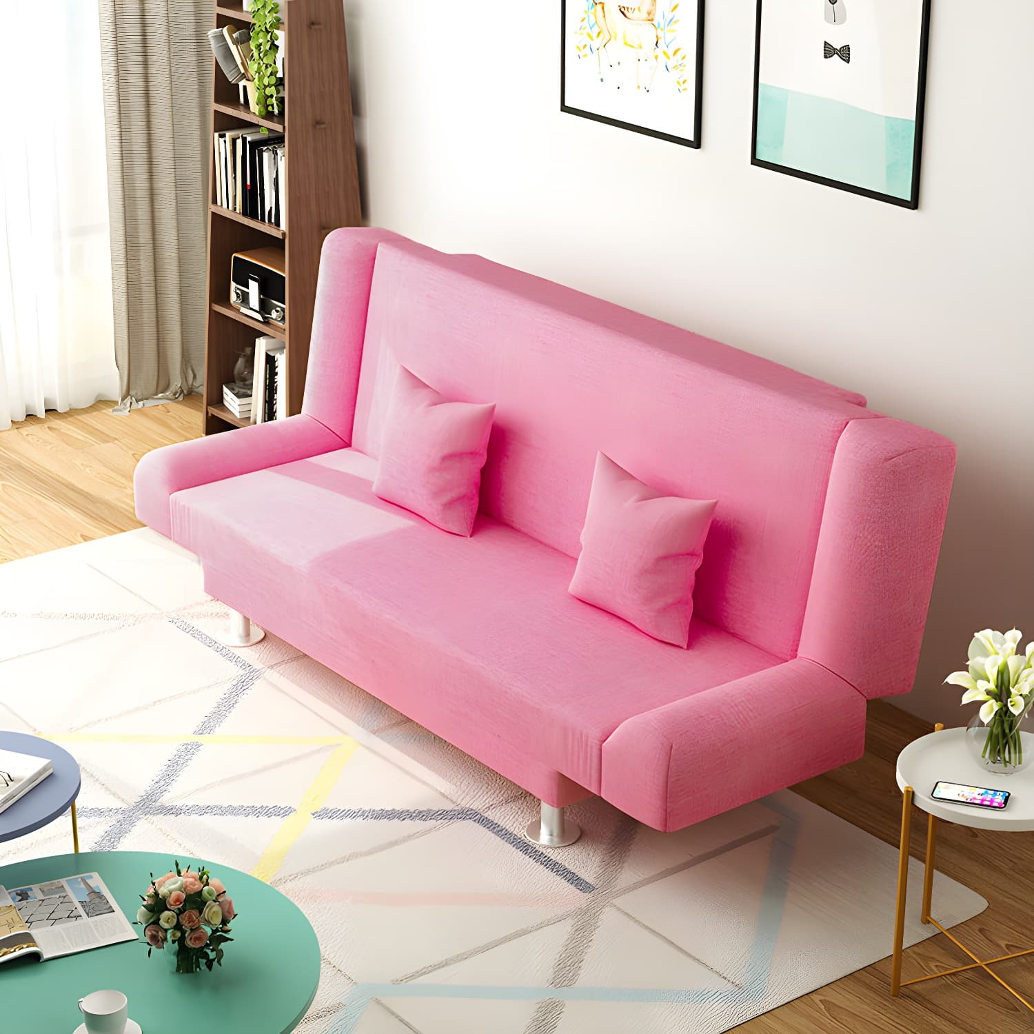 Modern Linen Sofa 23"W Tight Back Armless Couch for Living Room thumbnail 8