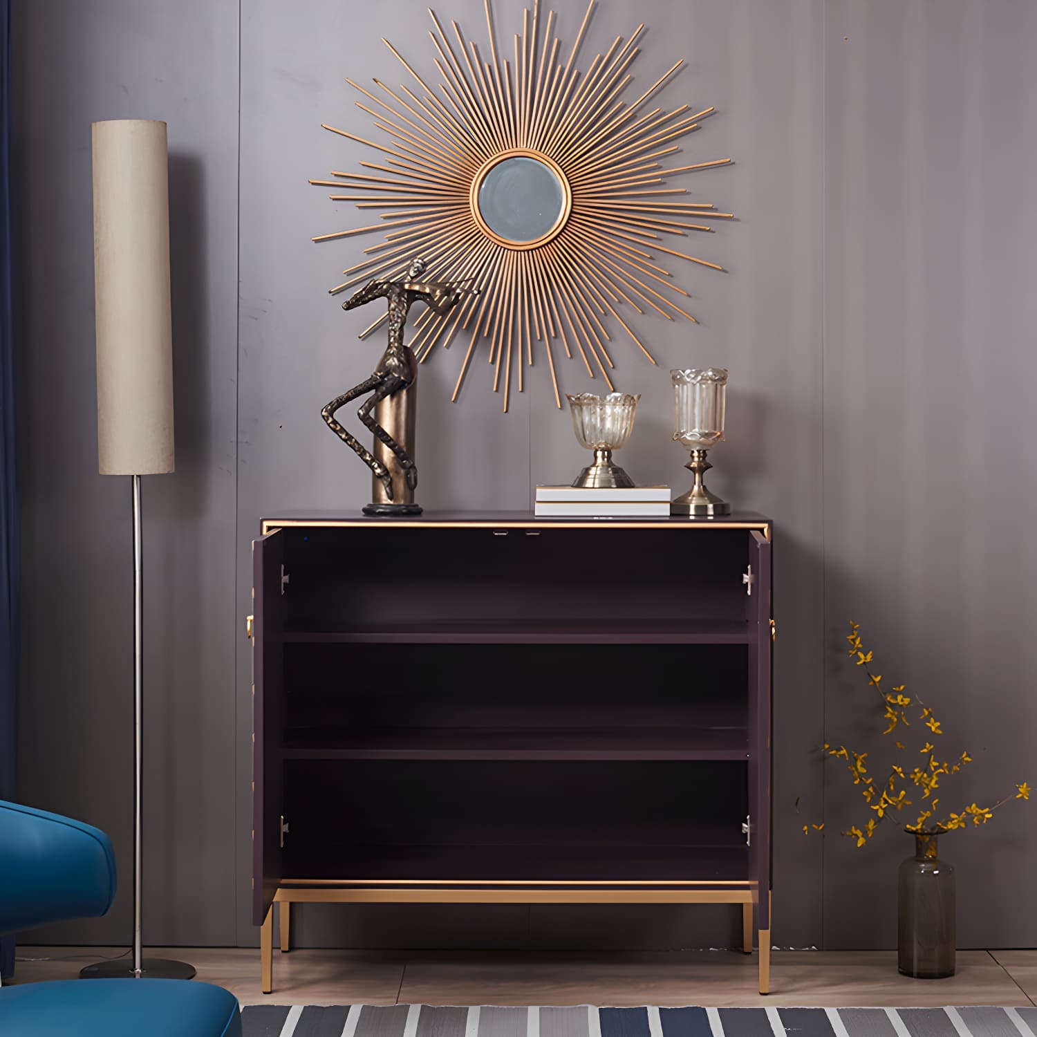 Industrial Accent Cabinet with Cup Pulls Doors and Straight Legs thumbnail 7