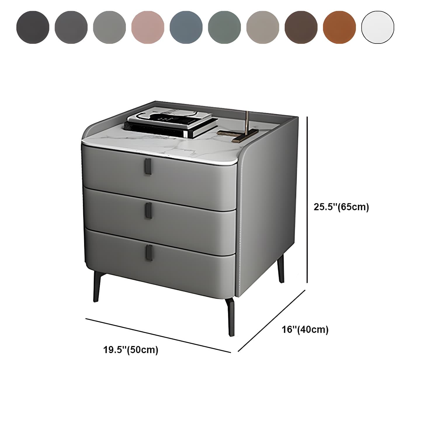 Wooden Nightstand with 3 Drawers Contemporary 25" Tall Nightstand thumbnail 21