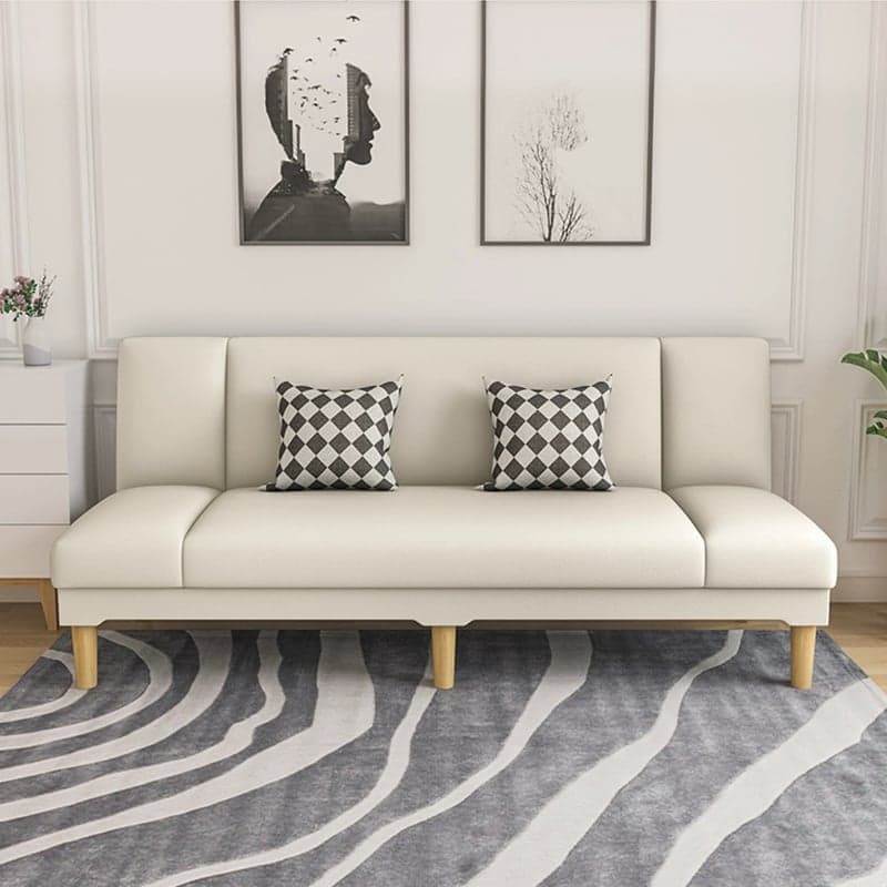 Scandinavian Armless Sleeper Sofa, Light Wood, Foam Filling, Includes Pillows thumbnail 12