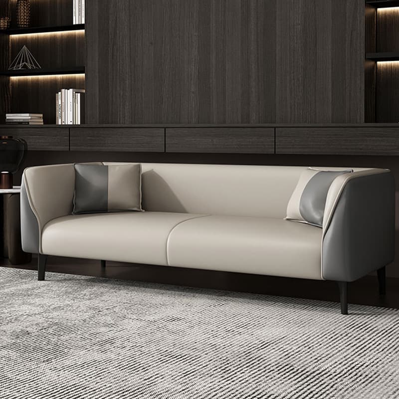 Contemporary Faux Leather Tuxedo Sofa with Water Resistant Design and Foam Seat Cushions thumbnail 11