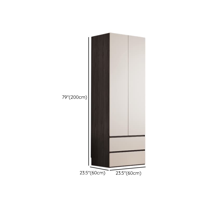 White Minimalist Manufactured Wood Independent Wardrobe Closet with Soft Close Drawer, Soft Close Door, and Interior Shelves thumbnail 17