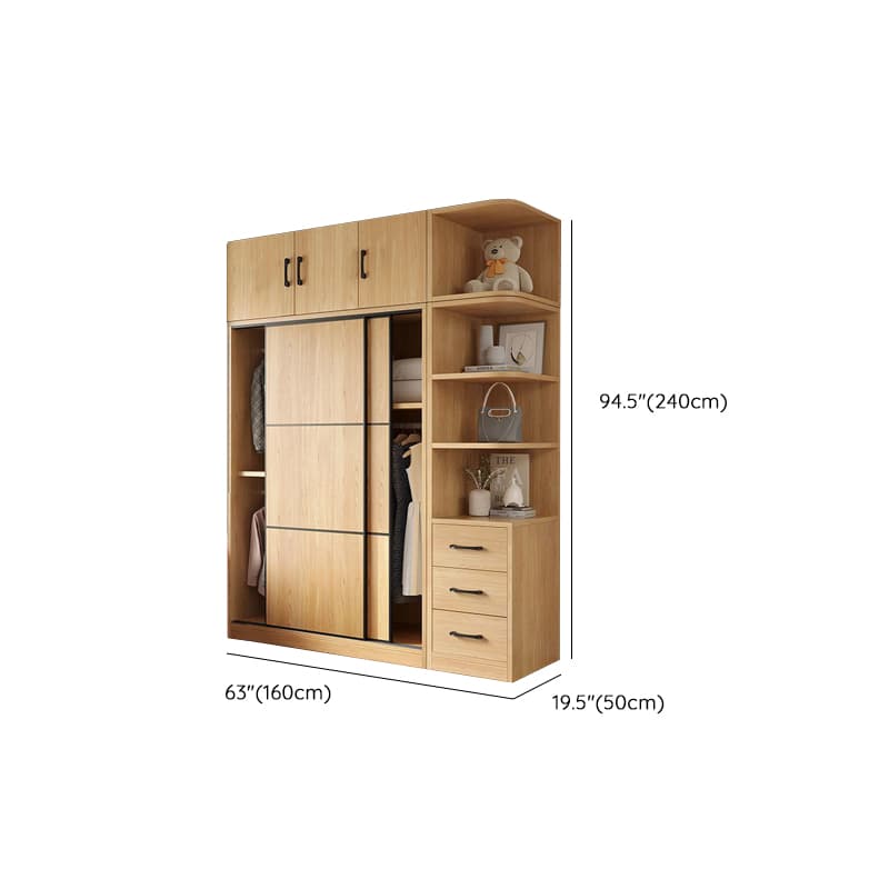 Natural Finish Modern Timber Self-supporting Wardrobe with Soft Close Drawer, Soft Close Door, and Clothing Rod thumbnail 20