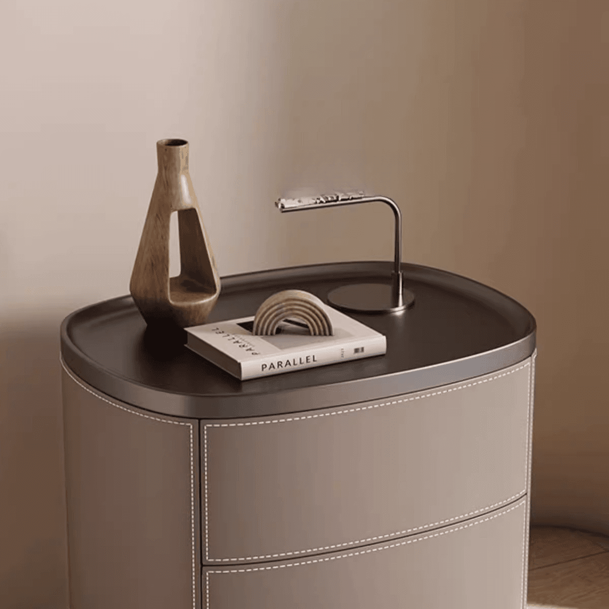 Contemporary 2 Tiers Drawer Storage Bedside Table with Real Wood Countertop thumbnail 15