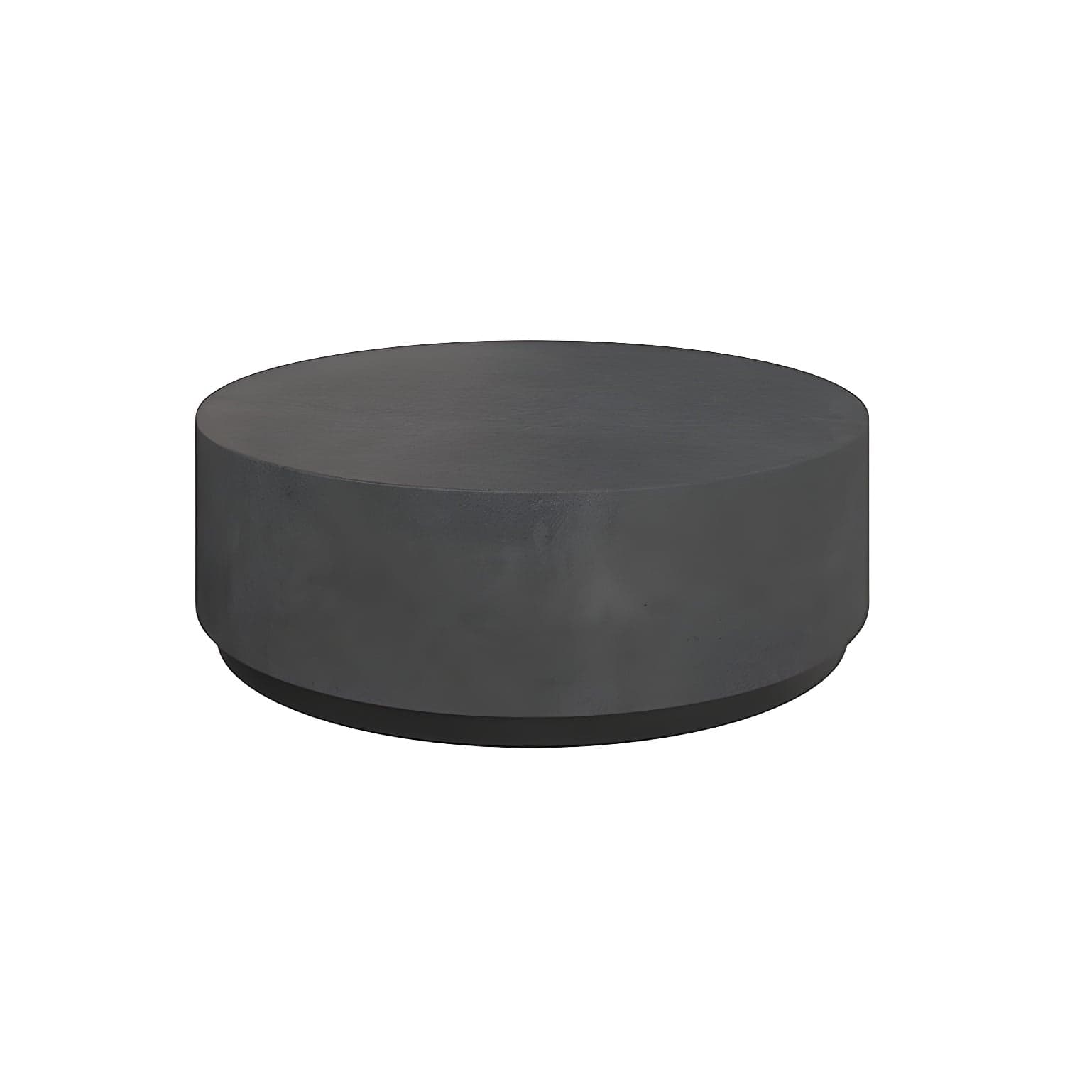 Drum Base Design Black/grey Faux Concrete Top Metal Base Round Coffee Table thumbnail 1