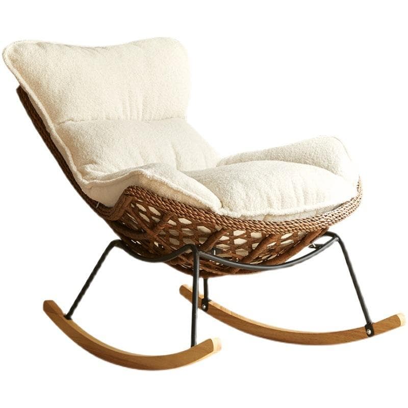 Traditional Armless Design Indoor Rocking Chair with rattan Frame and Nature Wood Legs thumbnail 25