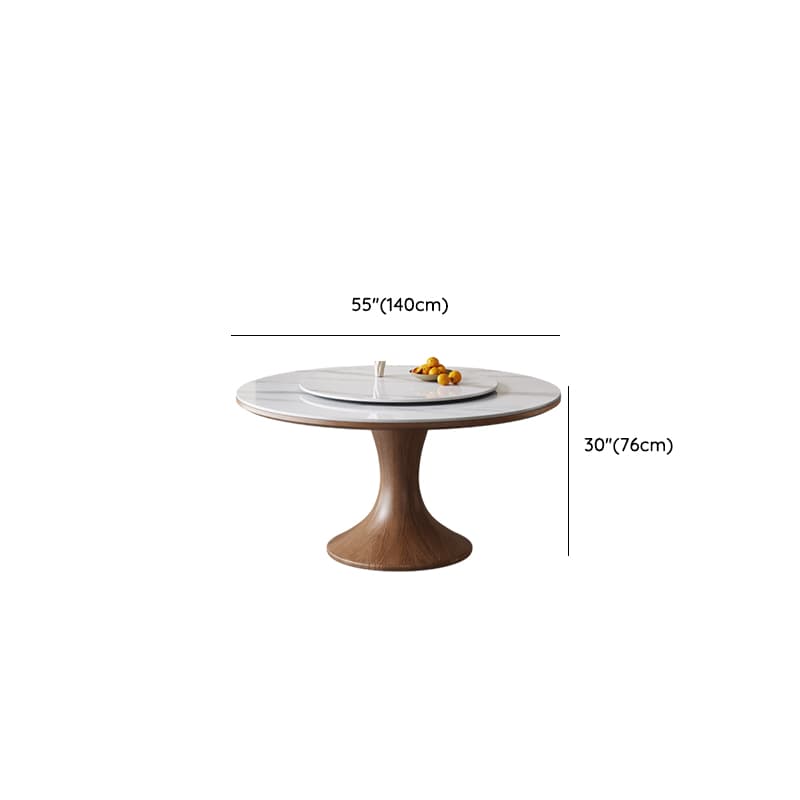 Dining Table Set with Rounded Stump Base, Fixed Table, Padded Chair, Back, 5-piece in White thumbnail 9