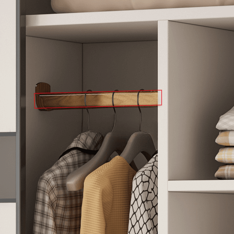 Chalk Nordic Timber Wardrobe with 3 Drawers, Self-supporting Design, Soft Close Door, and Clothing Rod thumbnail 6