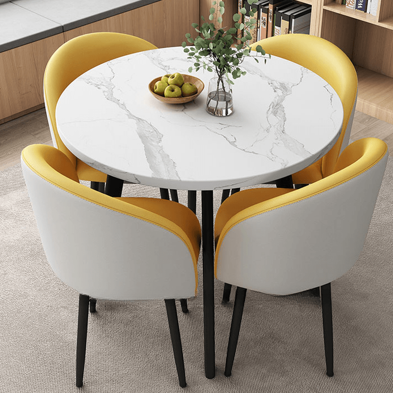 Circular Manufactured Wood Dining Table Set with Upholstered Back, Padded Chair, Arms, Seats 4 thumbnail 16