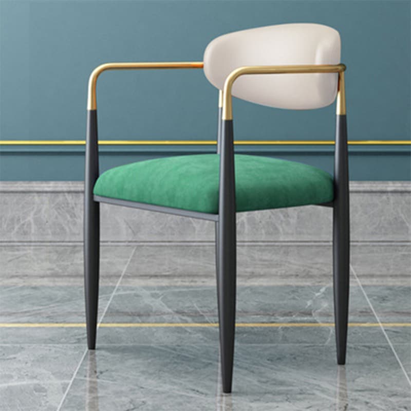 Faux Leather/Velour Upholstered Arm Chair with Arms and Black Legs in a Casual Style thumbnail 14